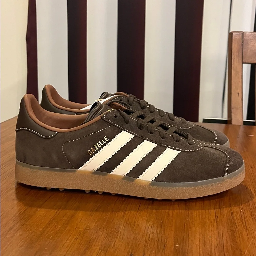 Adidas Gazelle Soft Spike Golf Shoes Sneakers Cleats new brown Mens Sizes